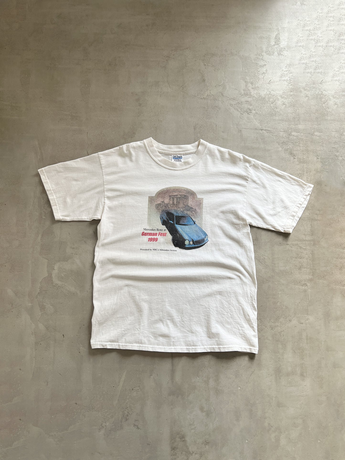 WHITE MERCEDES BENZ TEE - 1990S - L