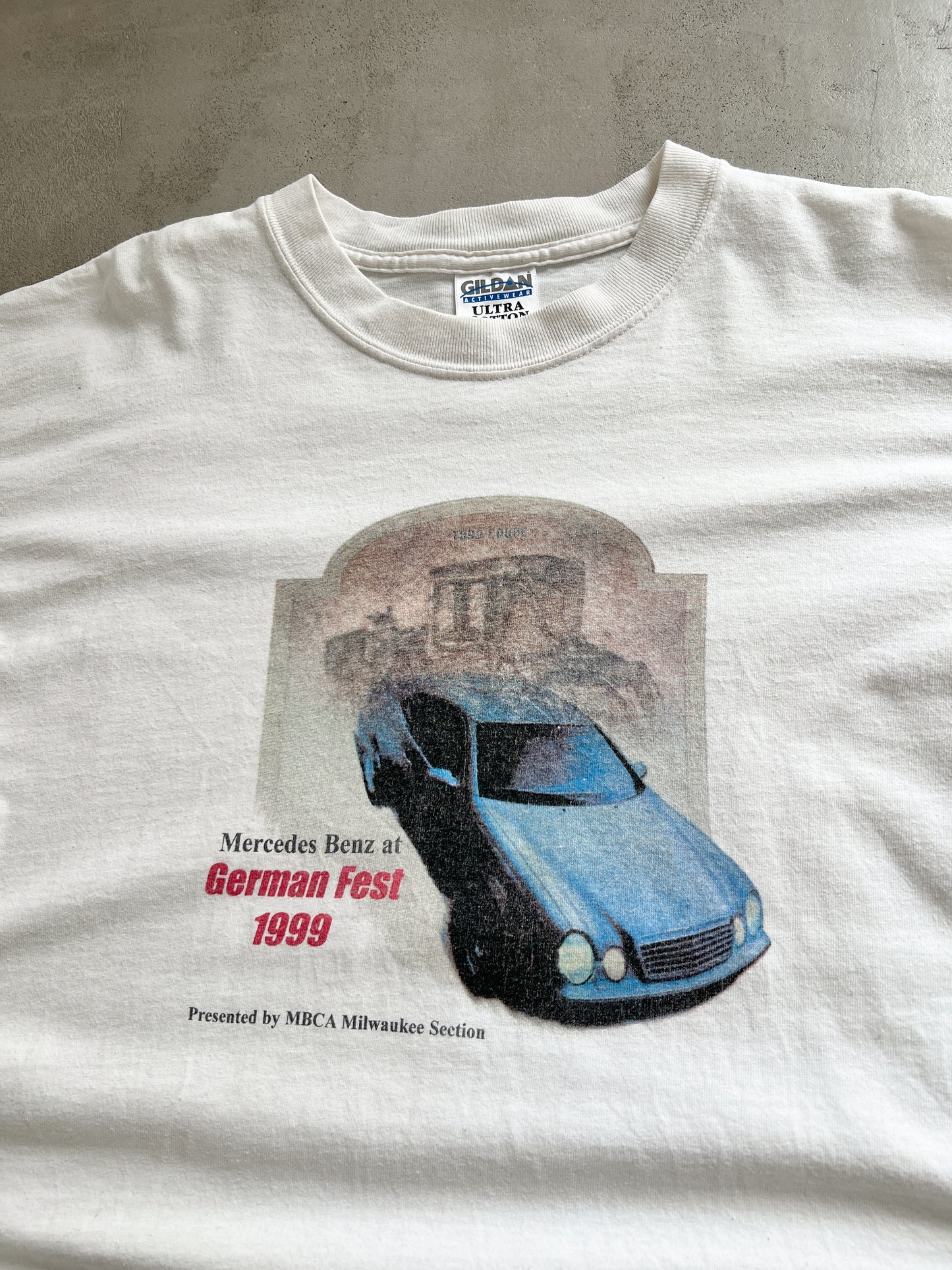 WHITE MERCEDES BENZ TEE - 1990S - L