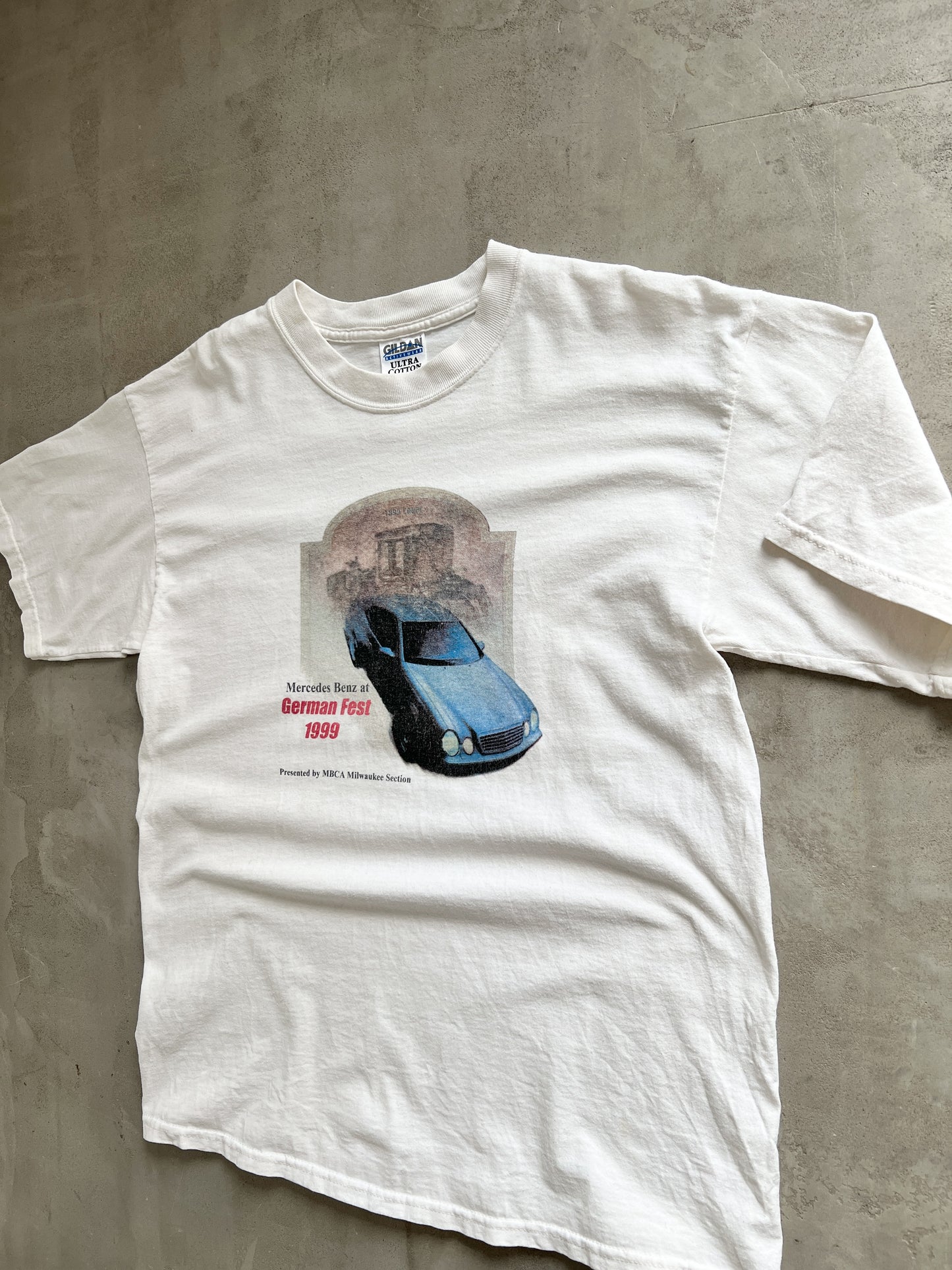 WHITE MERCEDES BENZ TEE - 1990S - L