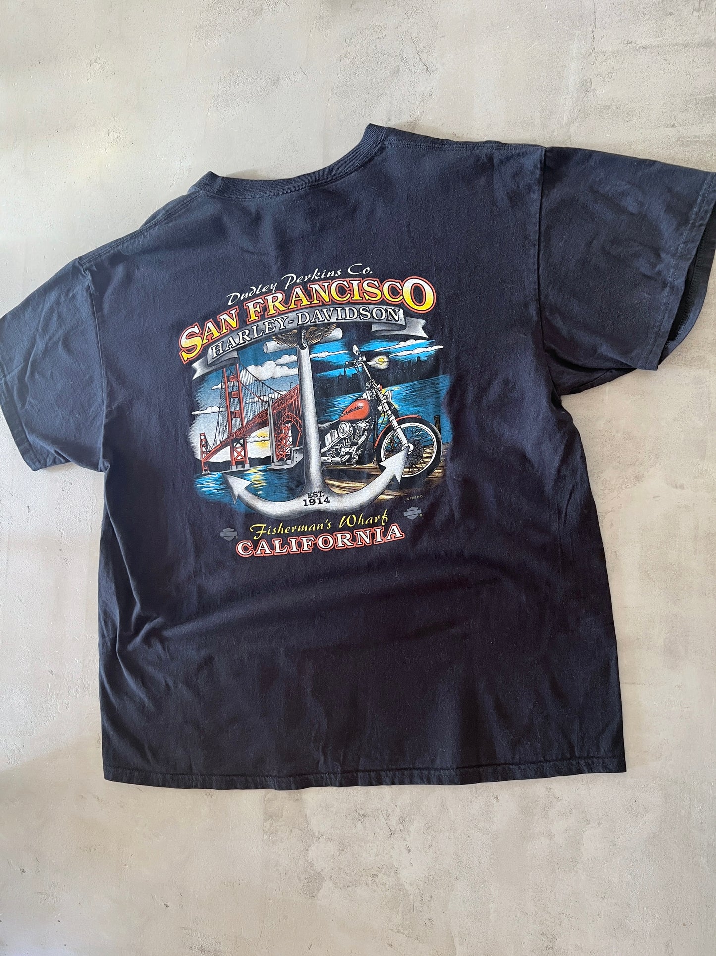 BLACK HARLEY DAVIDSON TEE - 1990S - XL