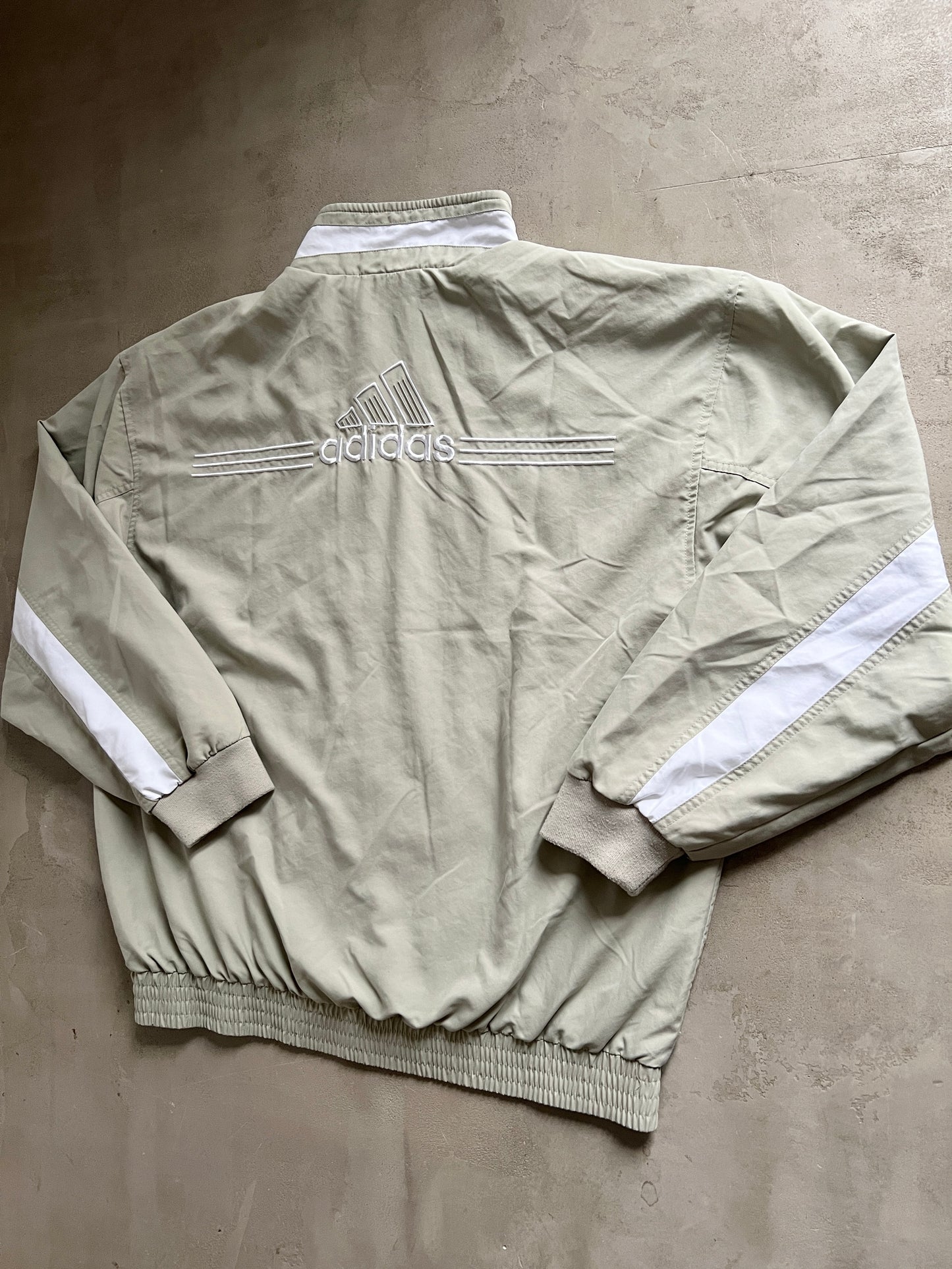 CREME/WHITE ADIDAS TRACK JACKET - 2000S - L