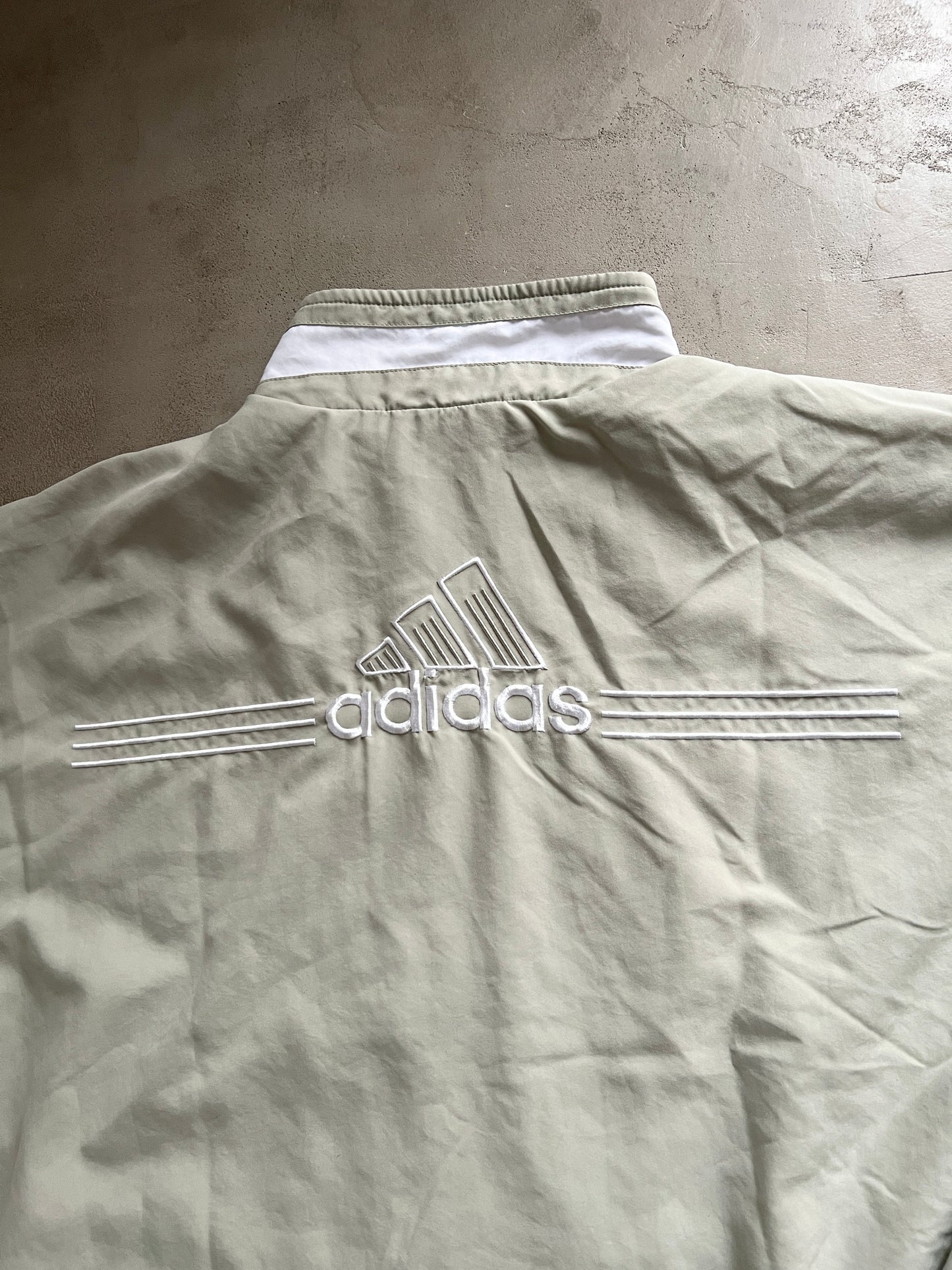 CREME/WHITE ADIDAS TRACK JACKET - 2000S - L
