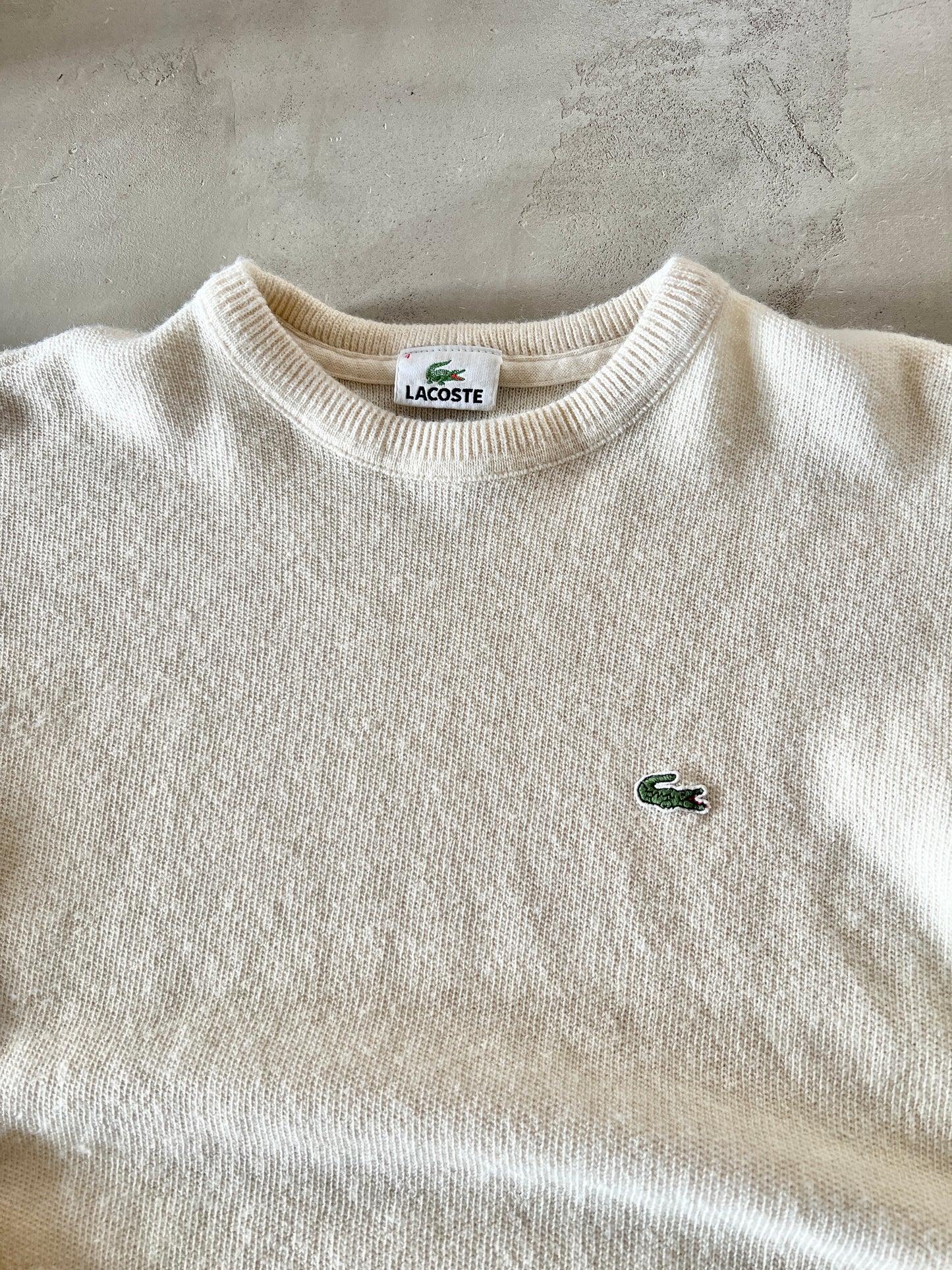 CREME LACOSTE KNIT SWEATER - 2000S - S/XS