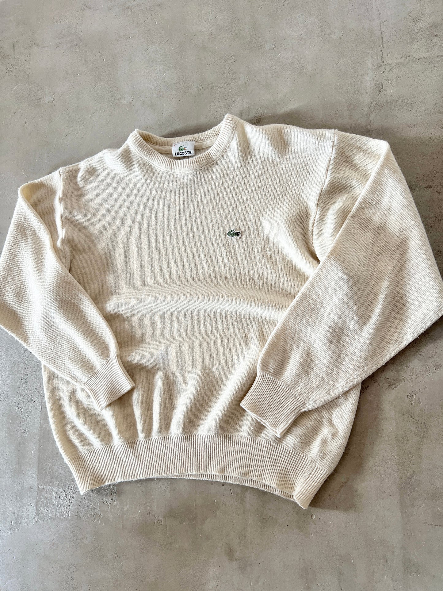 CREME LACOSTE KNIT SWEATER - 2000S - S/XS