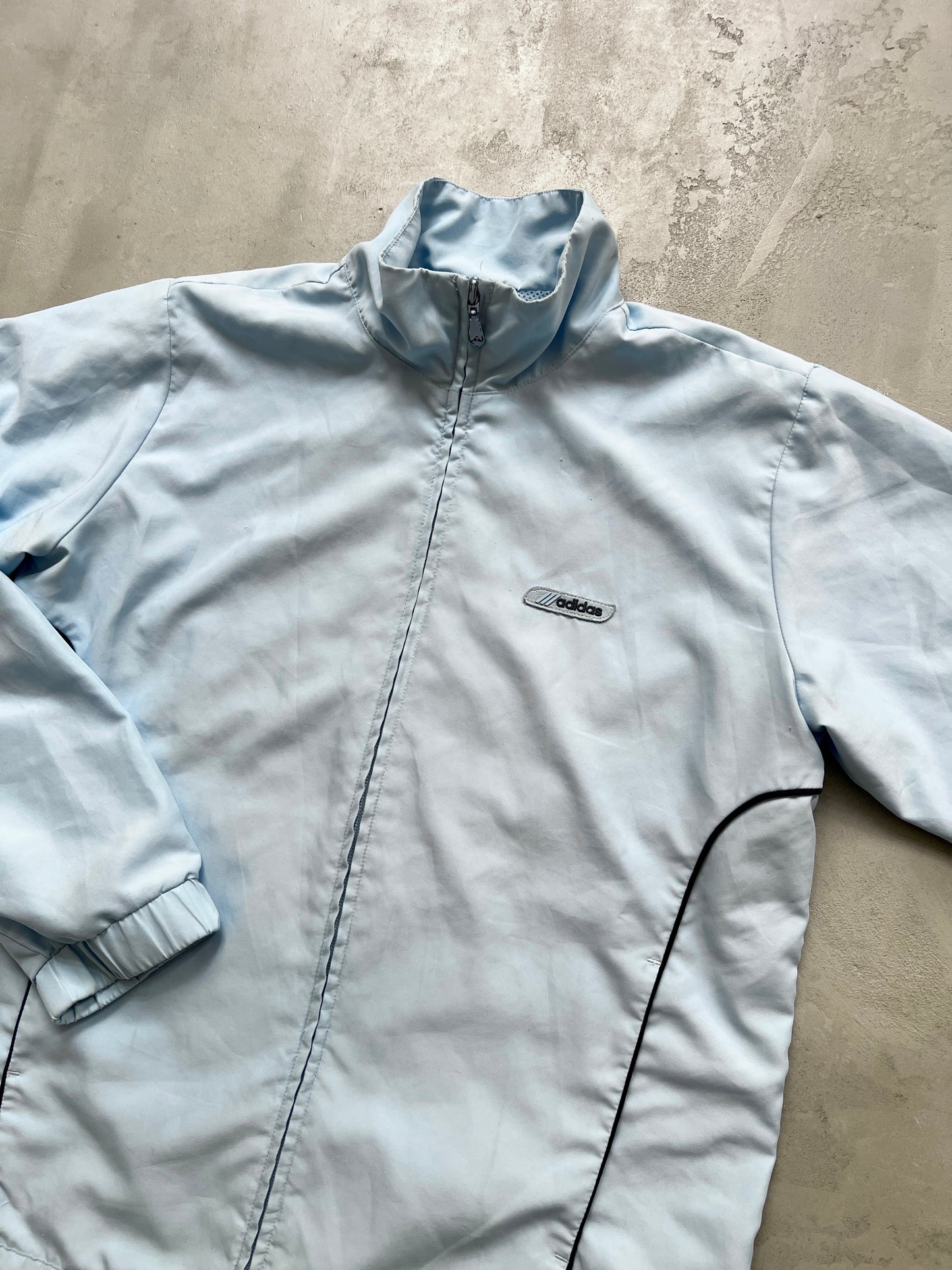 BABY BLUE ADIDAS TRACK JACKET - 2000S - WMNS L