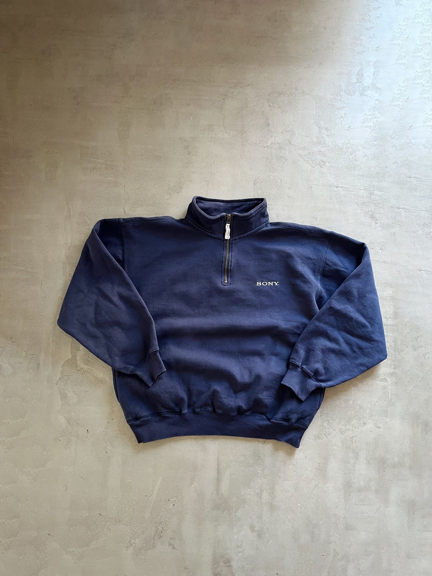 NAVY SONY HALF ZIP - 1990S - M