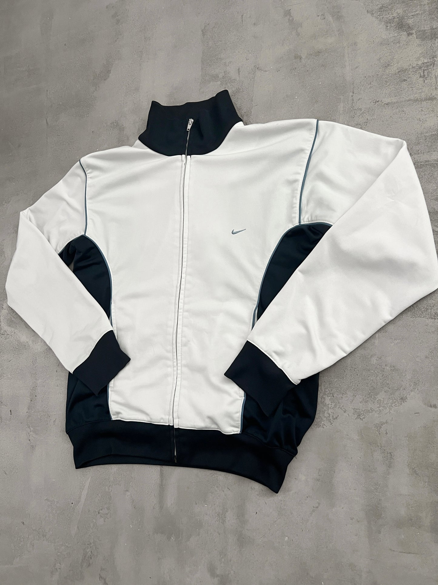 WHITE/NAVY NIKE TRACK JACKET - 2000S - S
