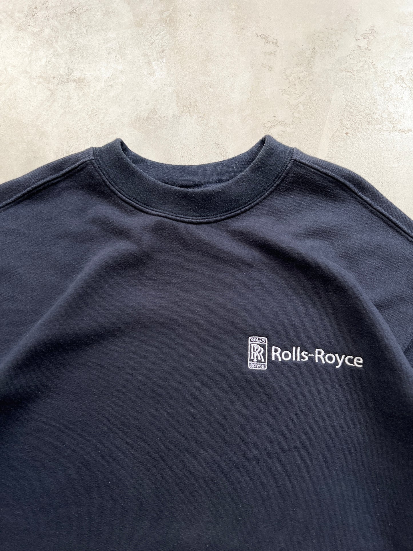 FADED BLACK ROLLS ROYCE SWEATER - 1990S - L