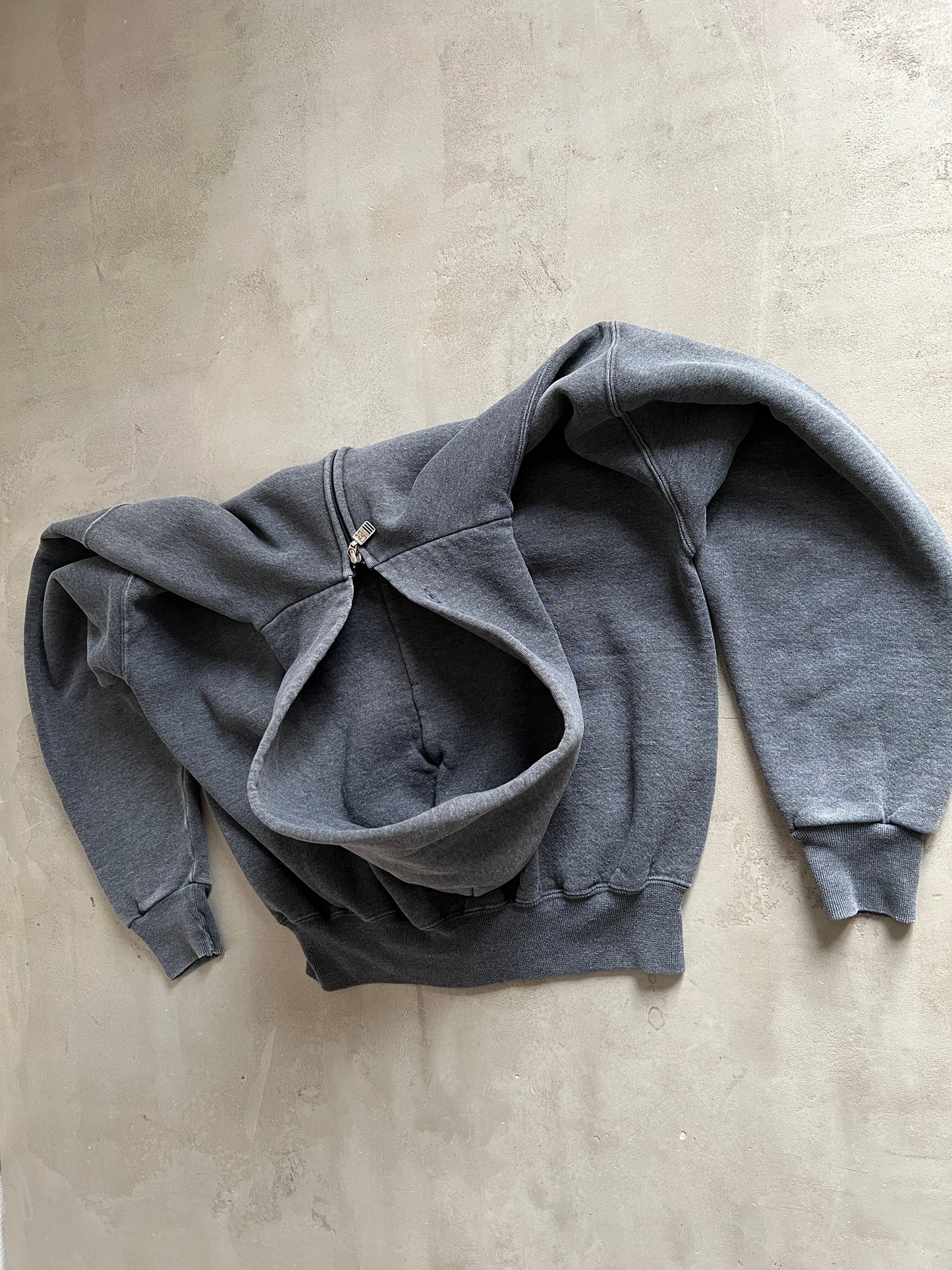 ASH GREY RUSSELL ATHLETIC ZIP UP HOODIE - 1990S - M