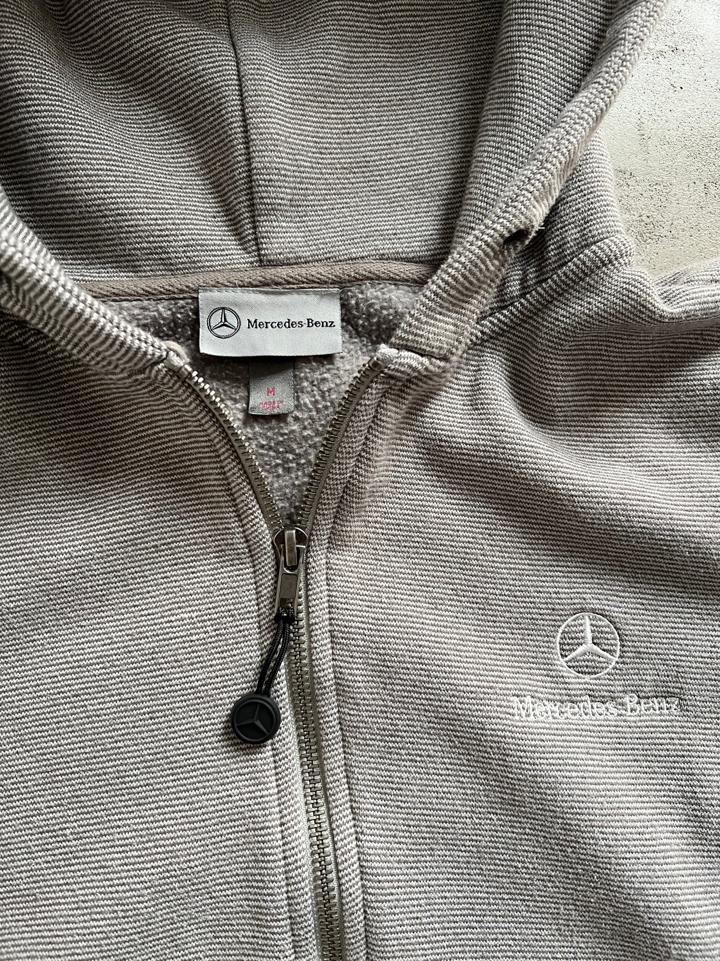 GREY MERCEDES BENZ ZIP UP HOODIE - 2000S - S/XS