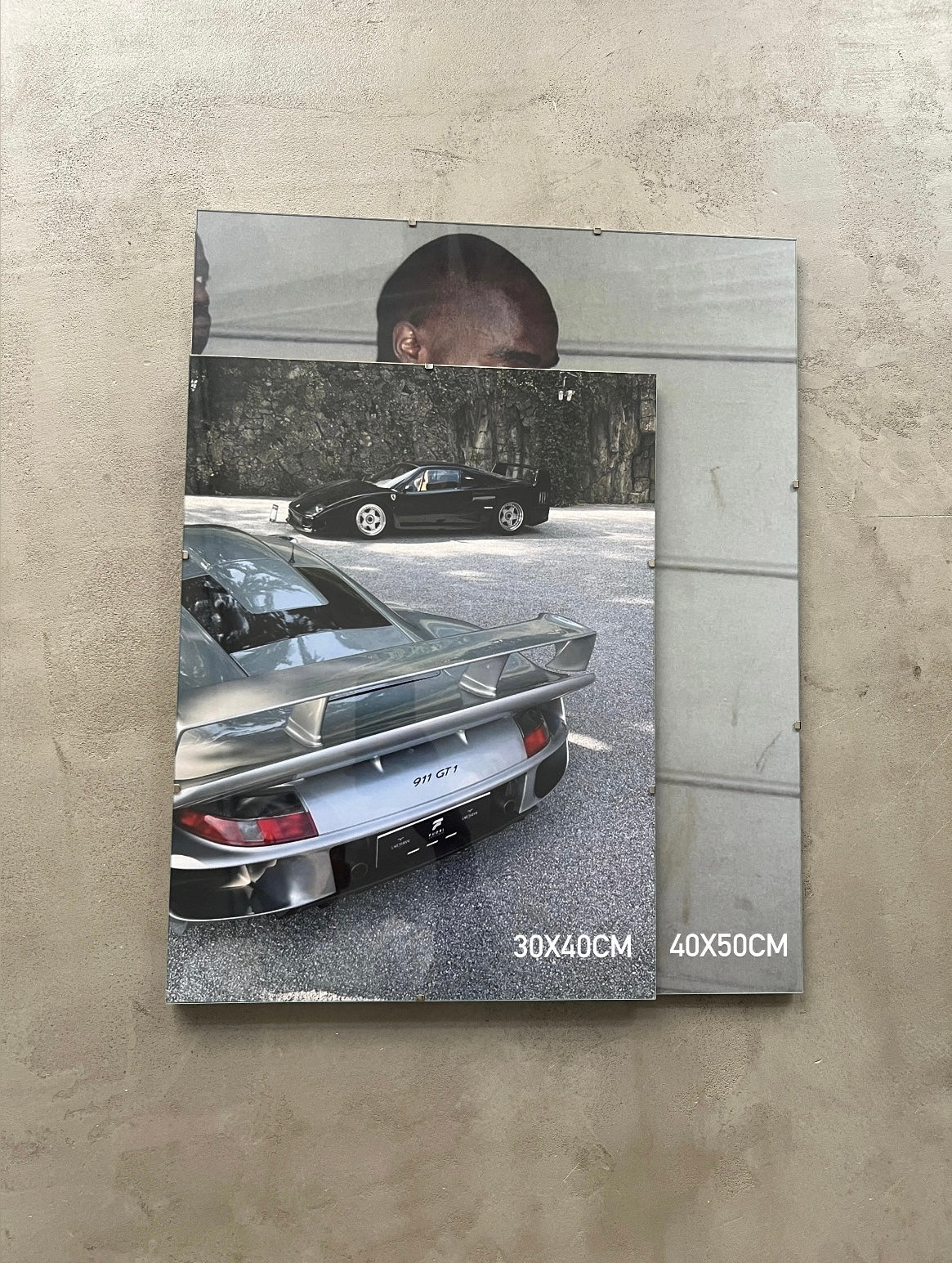 PORSCHE 911 GT1 x FERRARI F40 GLASS PRINT