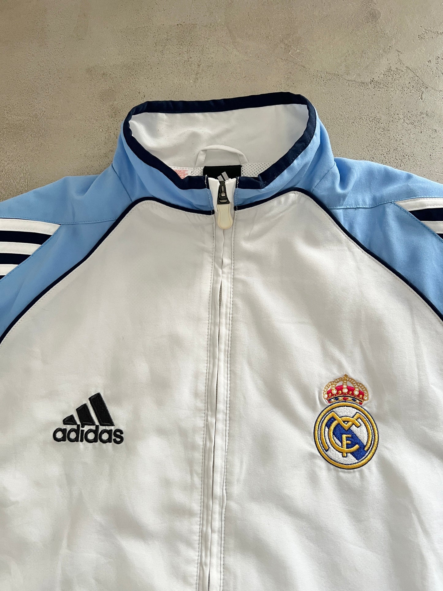 WHITE/BABY BLUE REAL MADRID TRACK JACKET - 2000S - M