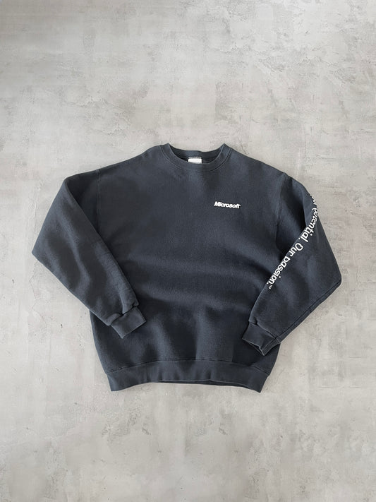 BLACK MICROSOFT PROMO SWEATER - 1990S - L/M
