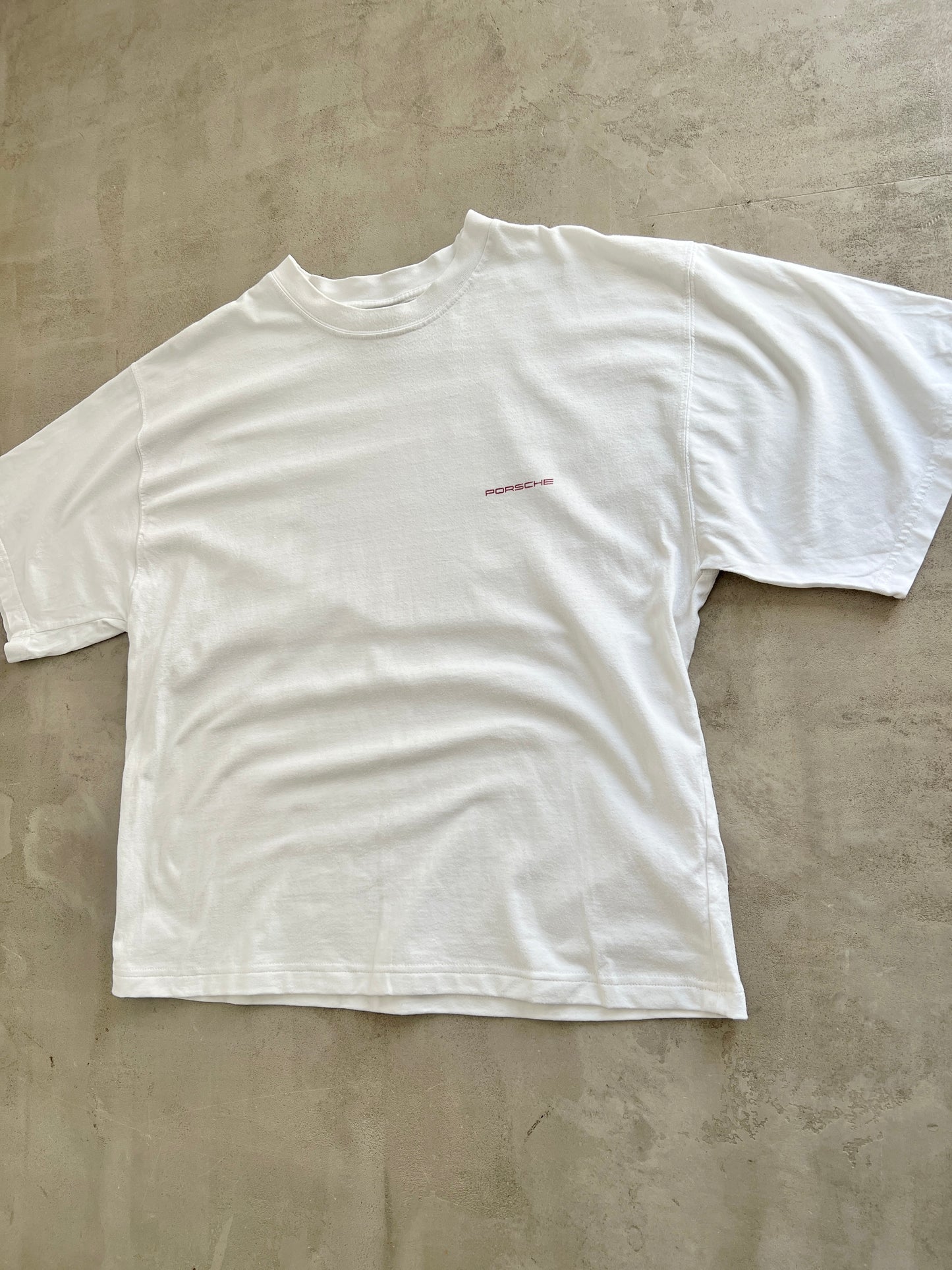 WHITE PORSCHE TEE - 1990S - M/L