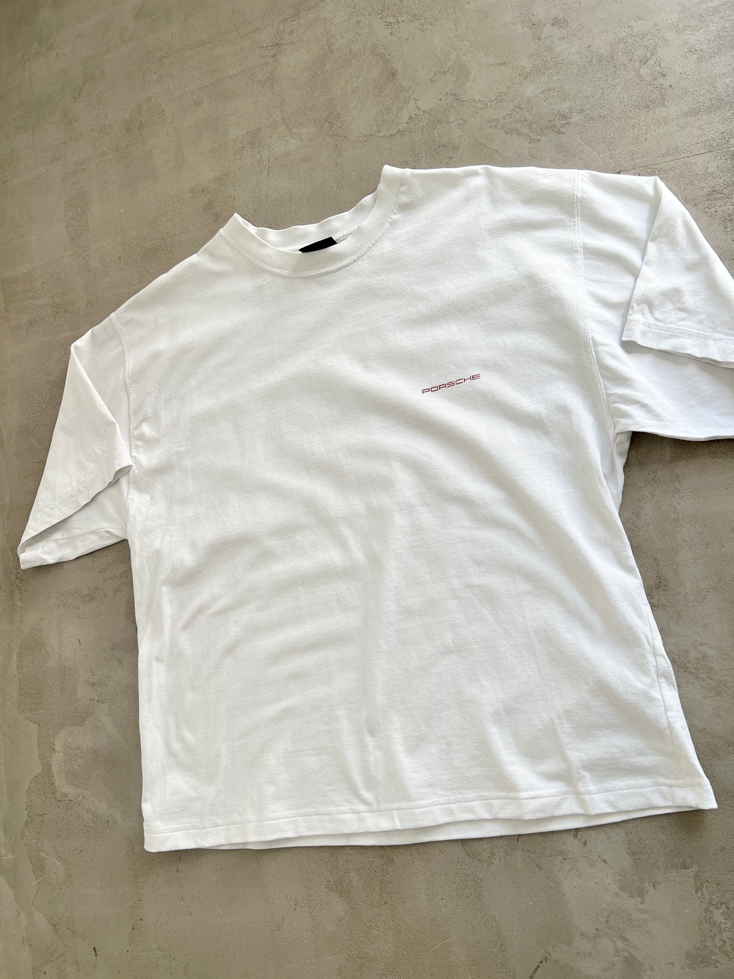 WHITE PORSCHE TEE - 1990S - M/L