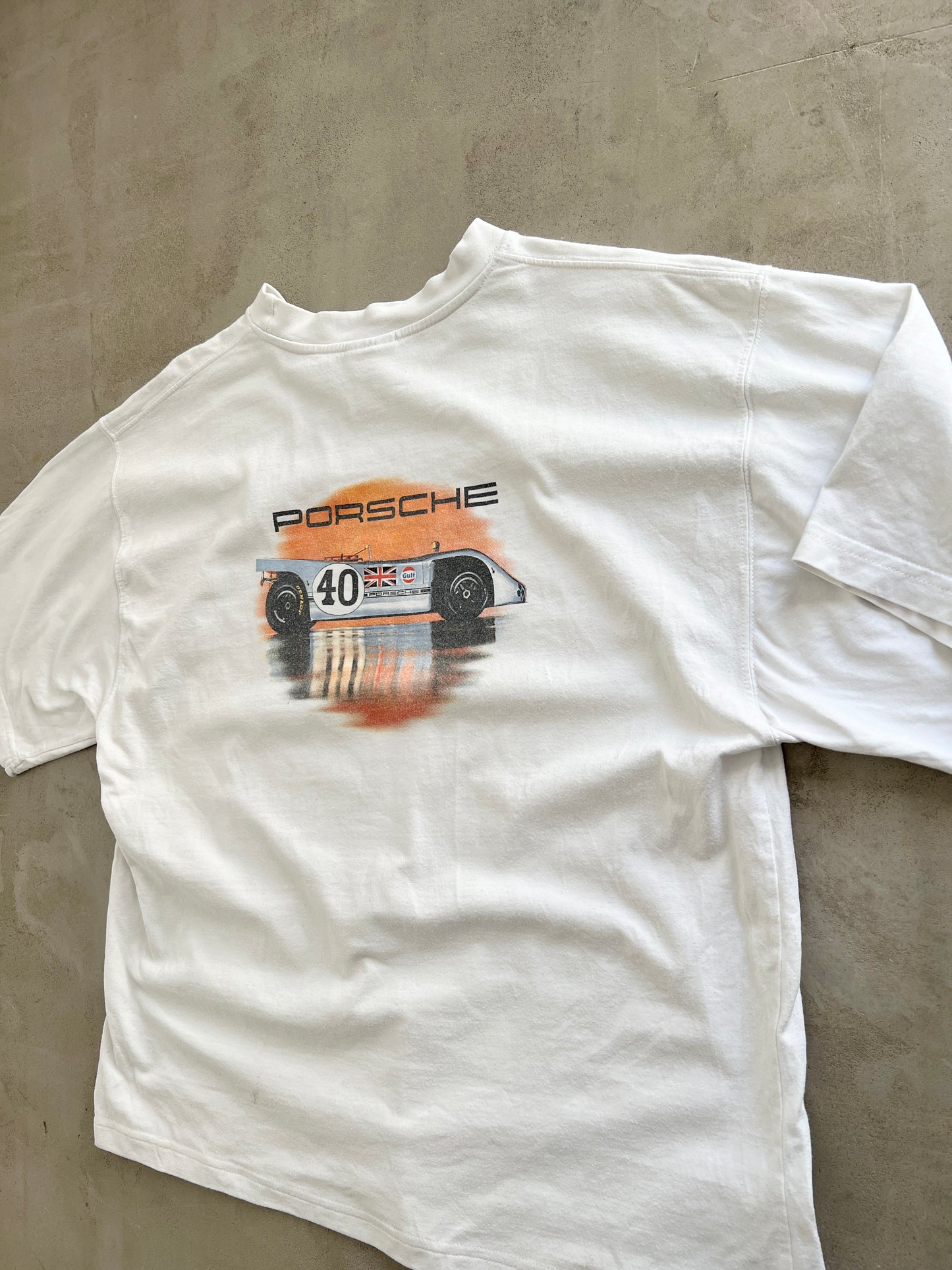 WHITE PORSCHE TEE - 1990S - M/L