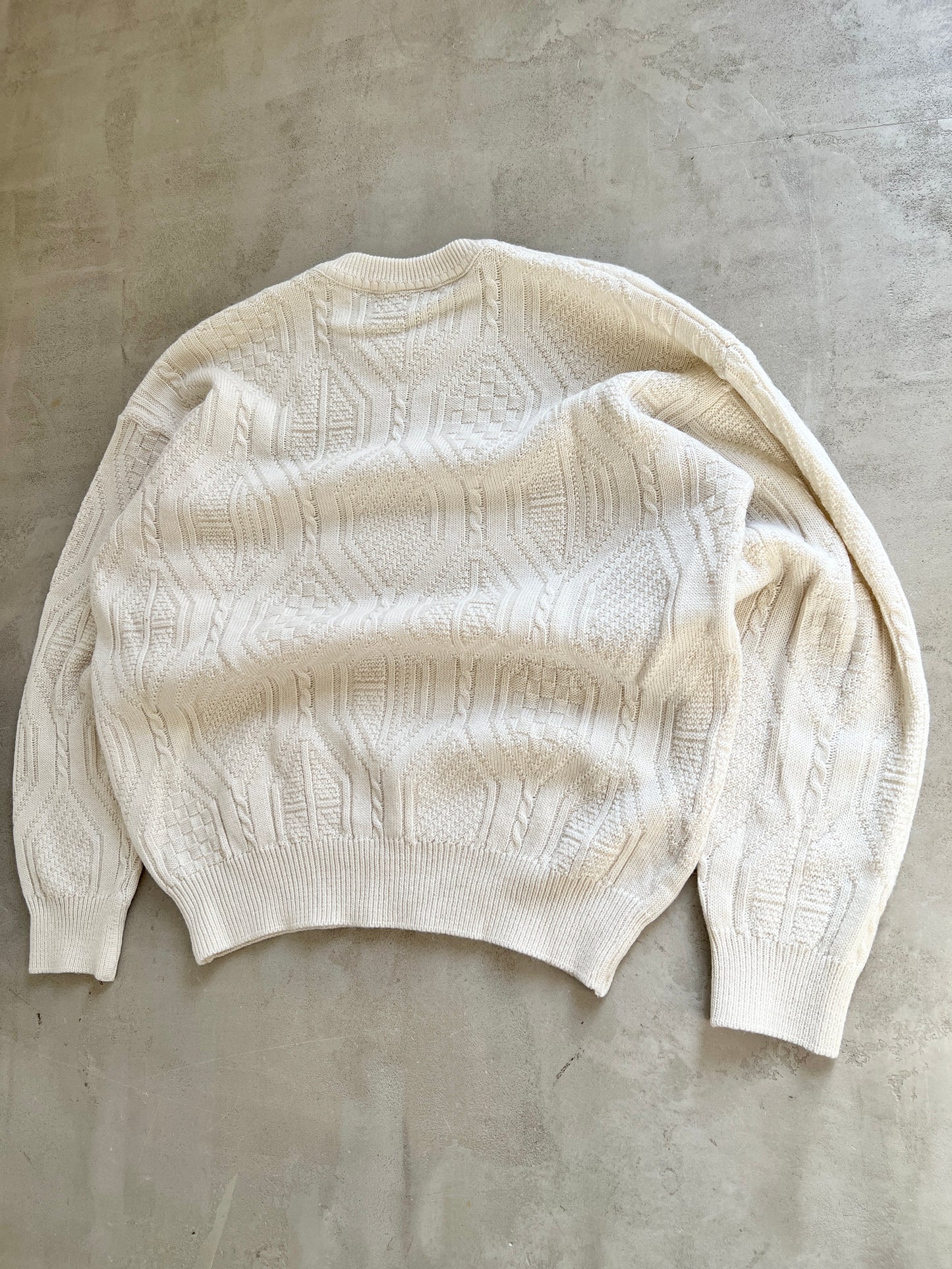 CREME LACOSTE KNIT SWEATER - 2000S - M/L