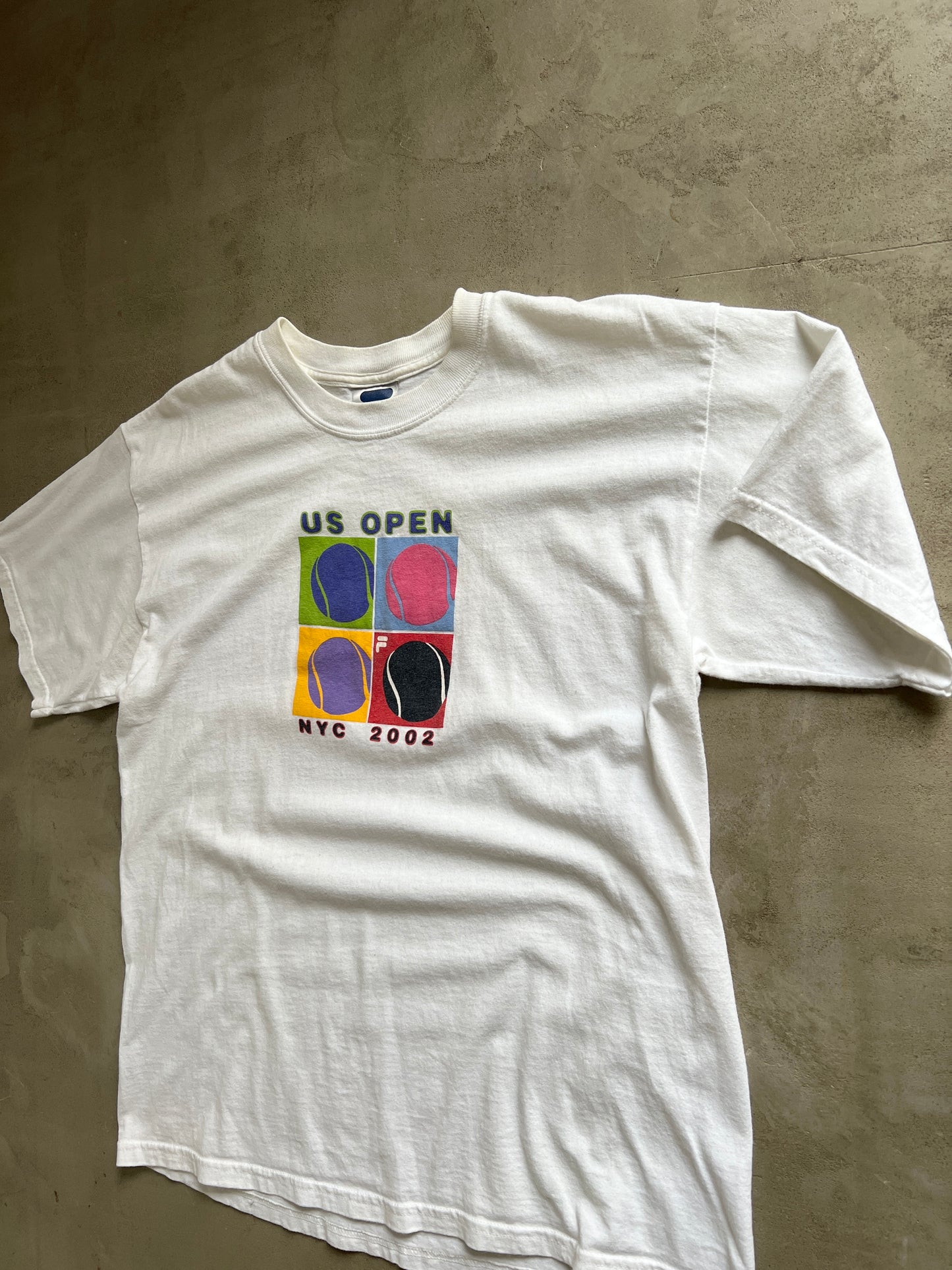 WHITE US OPEN TENNIS TEE - 2002 - L