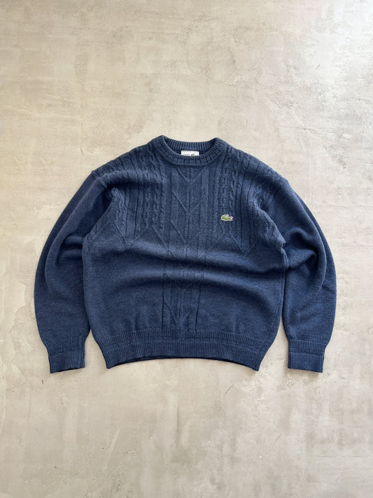 NAVY LACOSTE KNIT SWEATER - 1990S - S