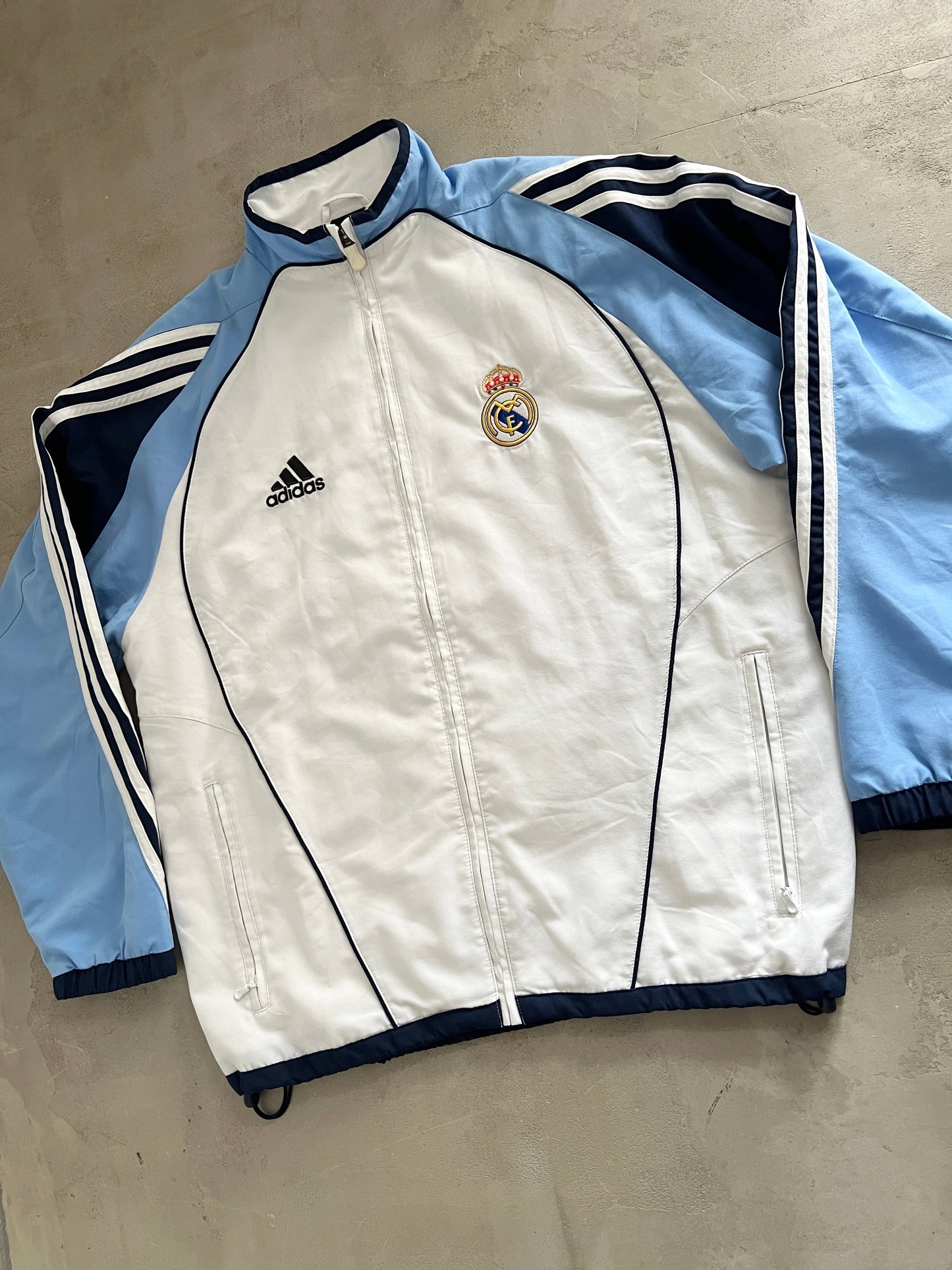 WHITE/BABY BLUE REAL MADRID TRACK JACKET - 2000S - M