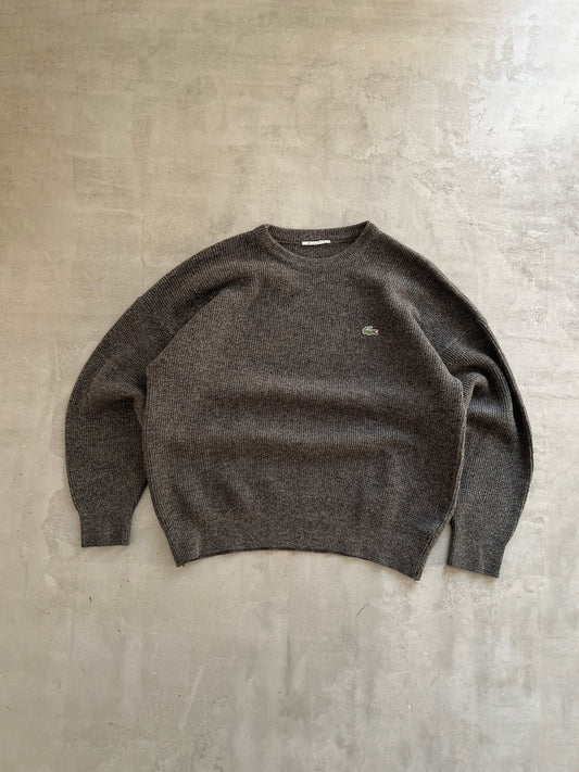 MOCHA LACOSTE KNIT SWEATER - 2000S - M