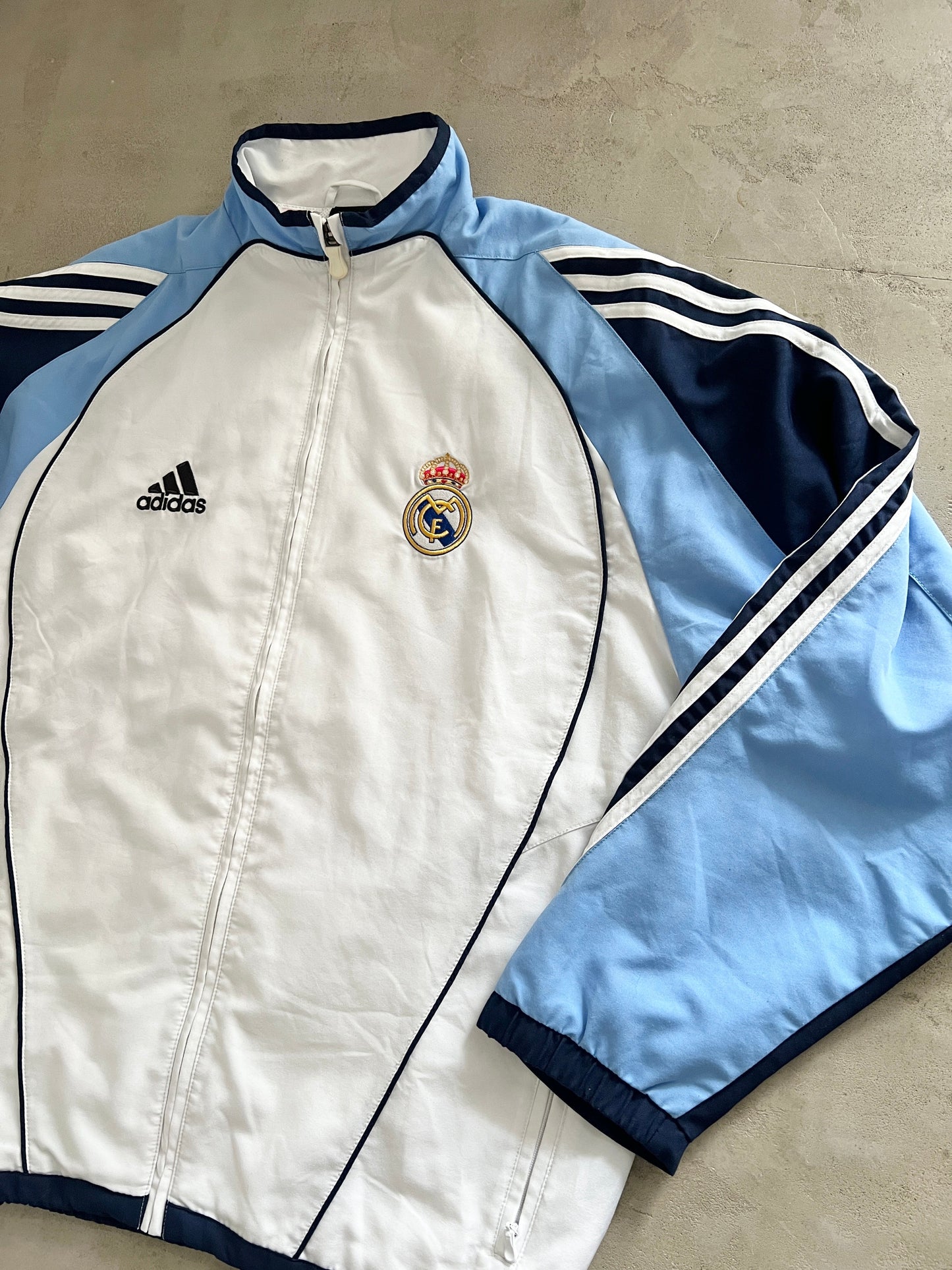 WHITE/BABY BLUE REAL MADRID TRACK JACKET - 2000S - M