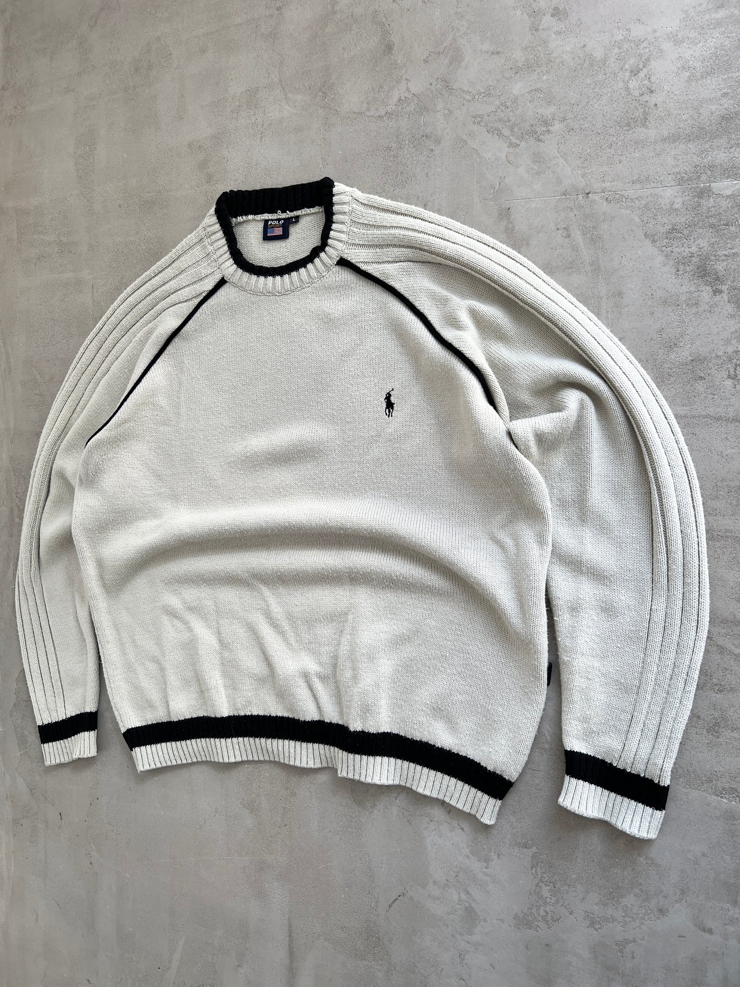 BEIGE/BLACK RALPH LAUREN KNIT SWEATER - 2000S - L