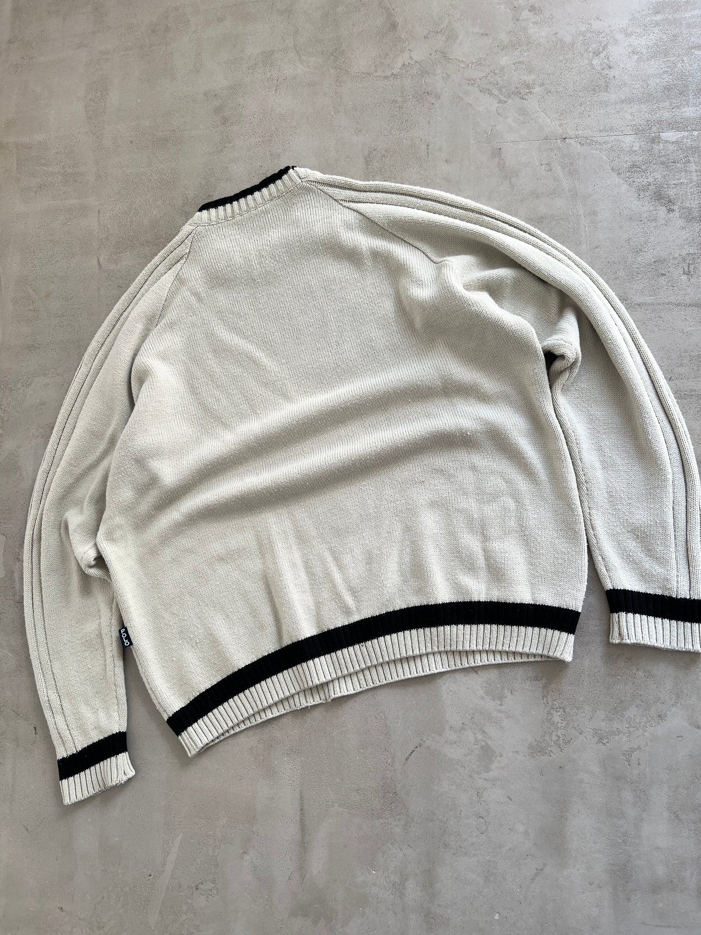 BEIGE/BLACK RALPH LAUREN KNIT SWEATER - 2000S - L