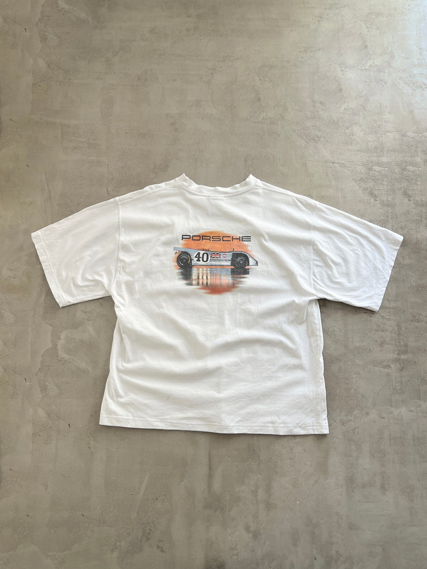 WHITE PORSCHE TEE - 1990S - M/L