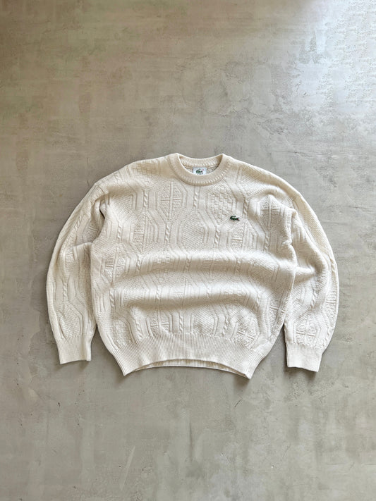 CREME LACOSTE KNIT SWEATER - 2000S - M/L