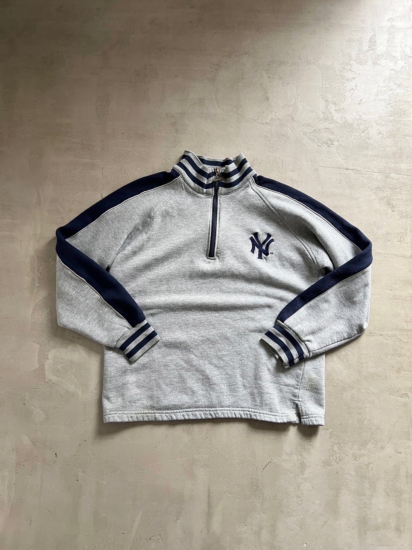 GREY YANKEES HALF ZIP - 1990S - M