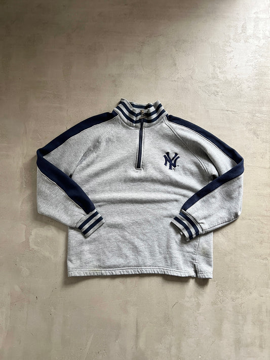 GREY YANKEES HALF ZIP - 1990S - M
