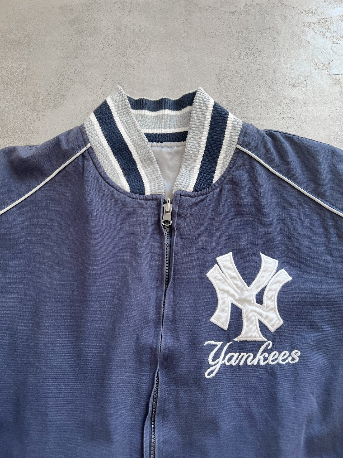 NAVY YANKEES 2 SIDE JACKET - 1990S - L/M