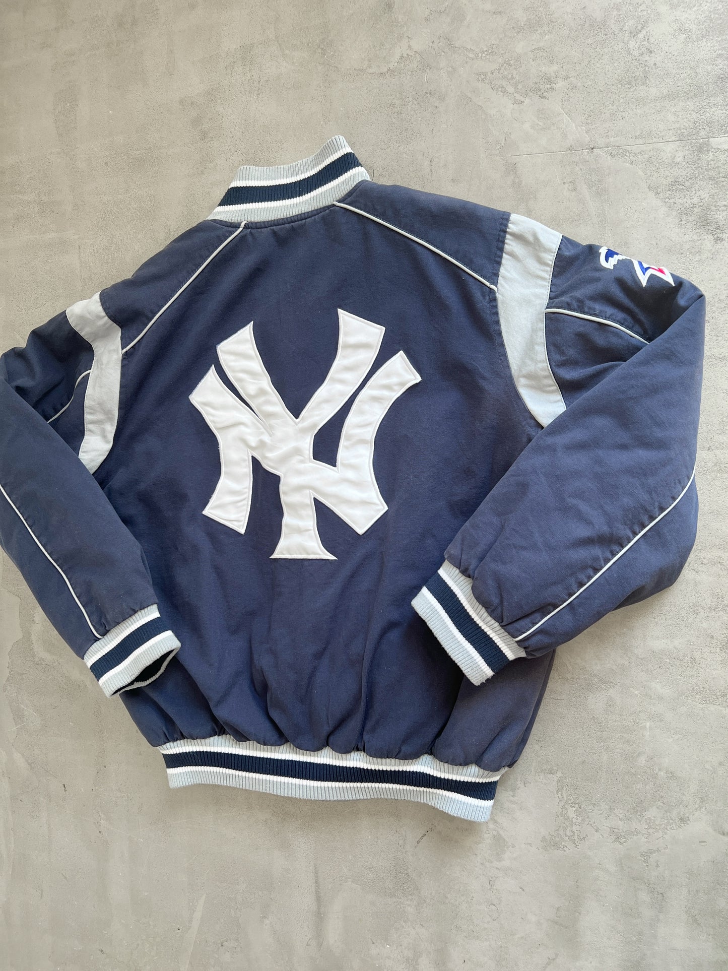 NAVY YANKEES 2 SIDE JACKET - 1990S - L/M