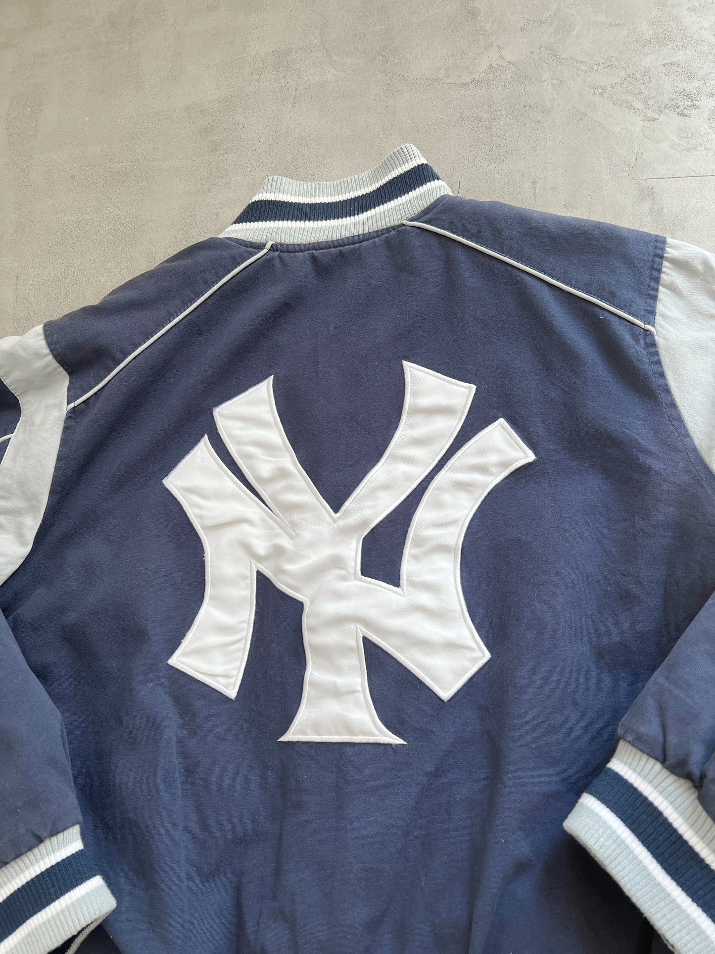 NAVY YANKEES 2 SIDE JACKET - 1990S - L/M