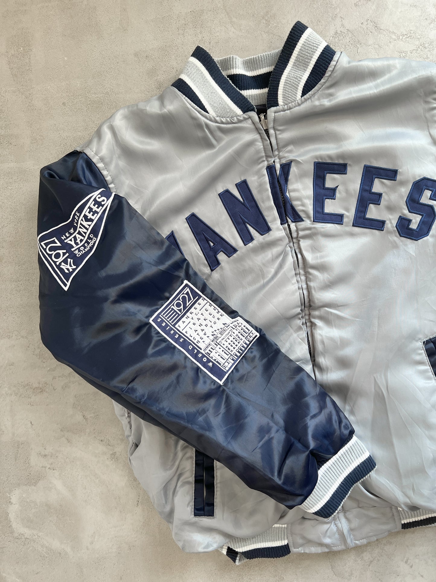 NAVY YANKEES 2 SIDE JACKET - 1990S - L/M