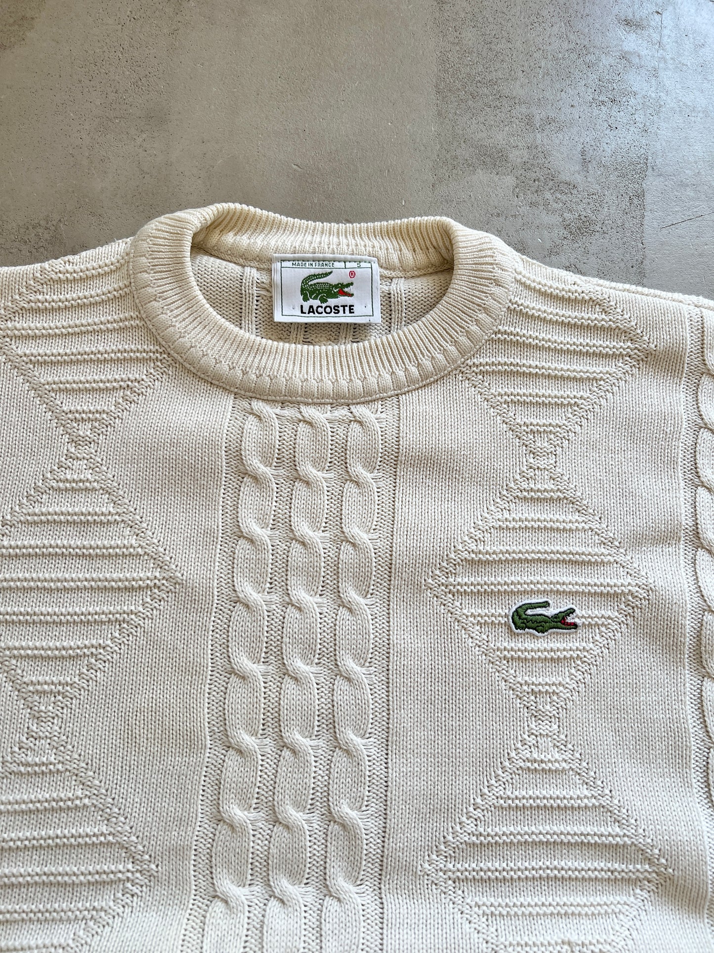 CREME LACOSTE KNIT SWEATER - 2000S - S