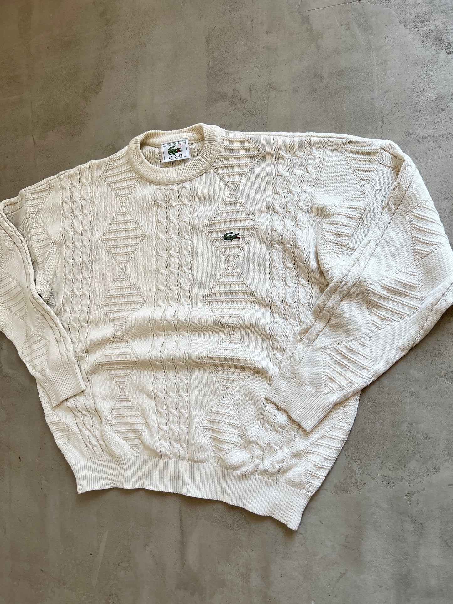 CREME LACOSTE KNIT SWEATER - 2000S - S