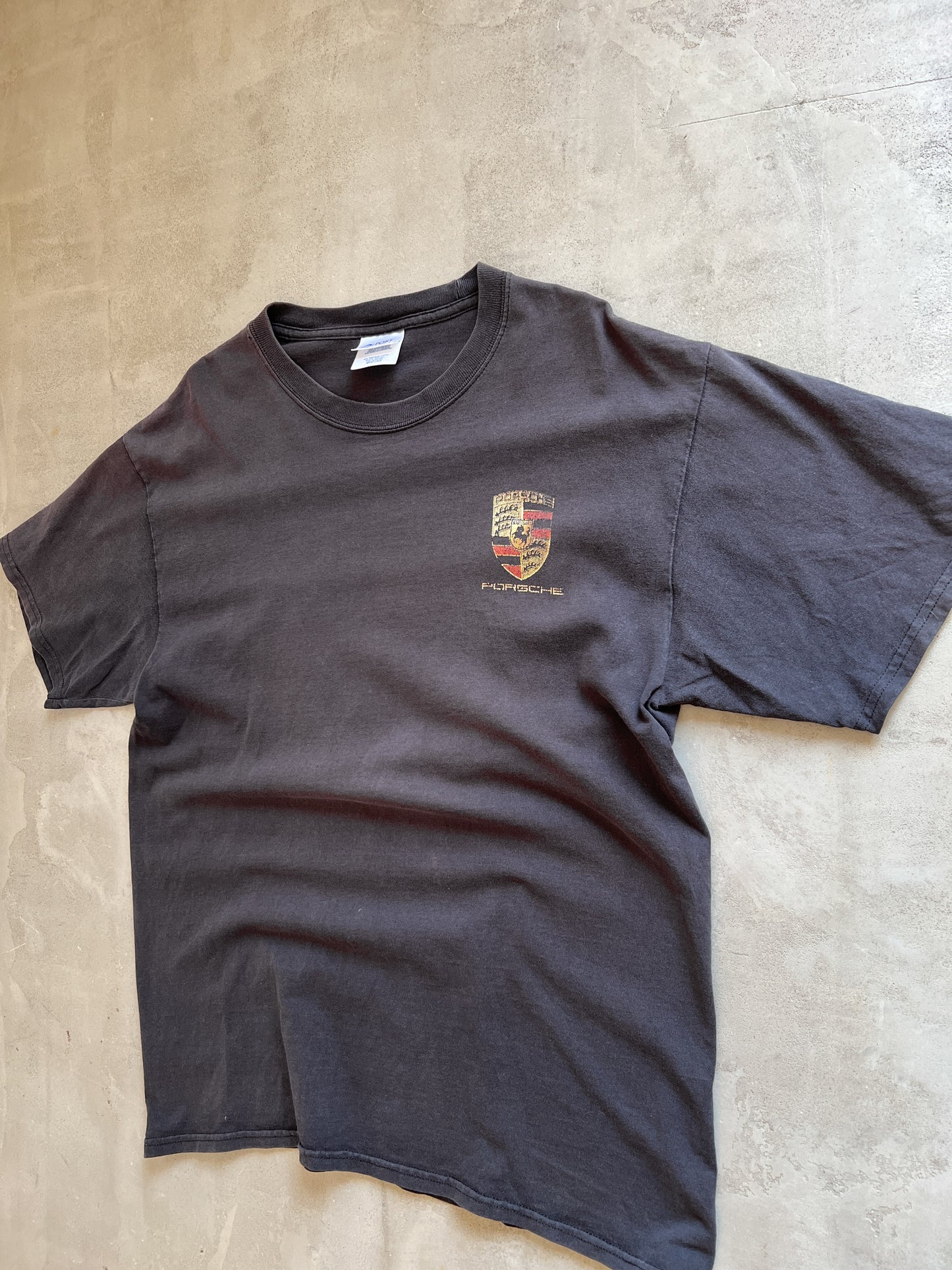 FADED BLACK PORSCHE TEE - 2000S - L