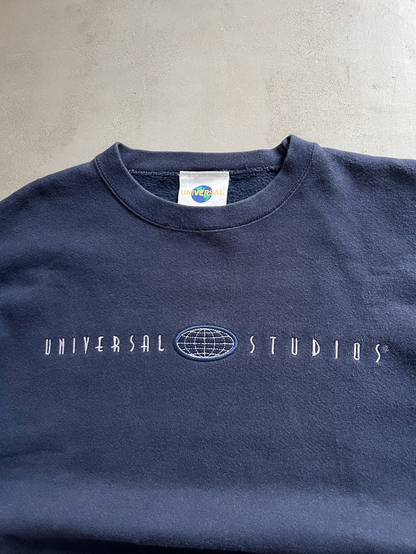 NAVY UNIVERSAL STUDIOS PROMO SWEATER - 1990S - XL/L