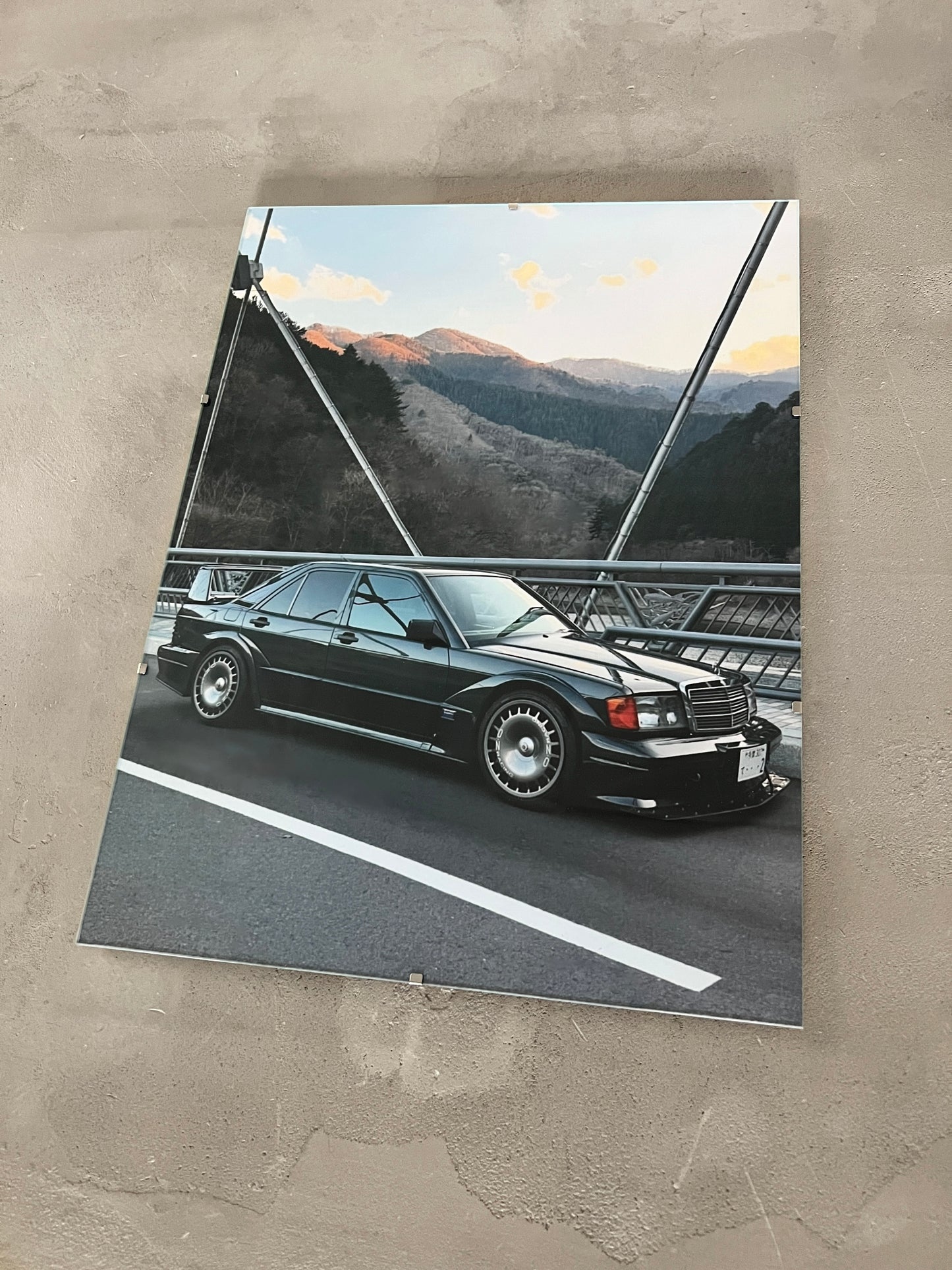 GREY BENZ 190E EVO II GLASS PRINT