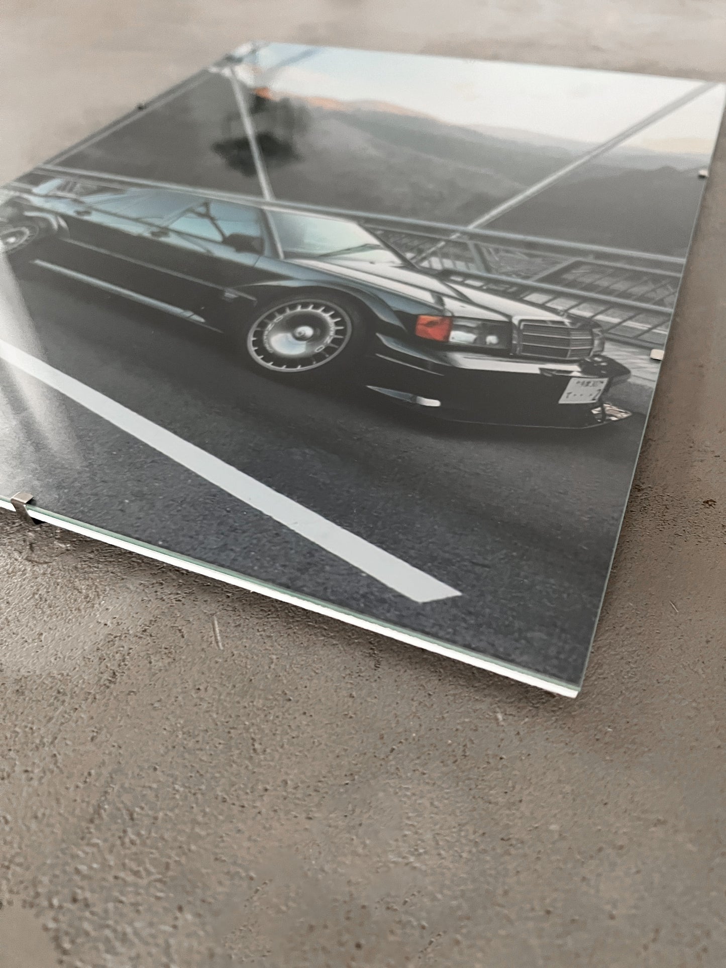 GREY BENZ 190E EVO II GLASS PRINT