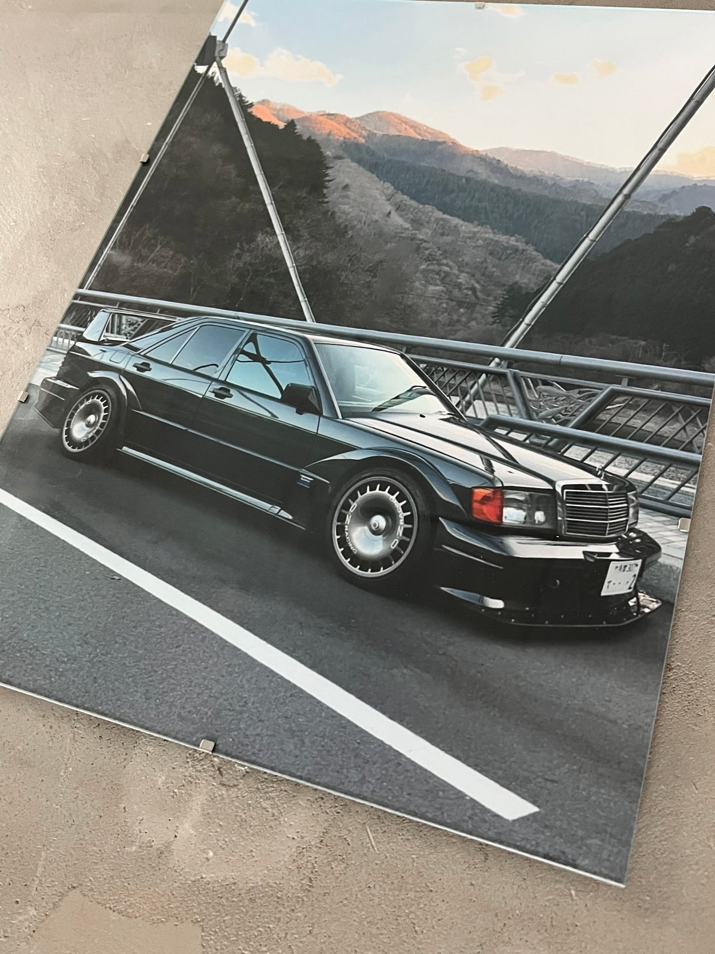 GREY BENZ 190E EVO II GLASS PRINT
