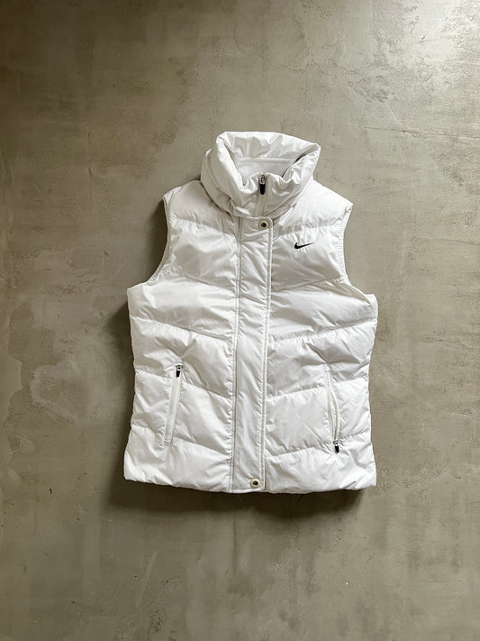 WHITE NIKE PUFFER VEST - 2000S - WOMENS M