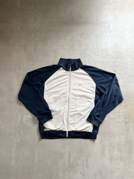 CREME/NAVY NIKE TRACK JACKET - 2000S - L