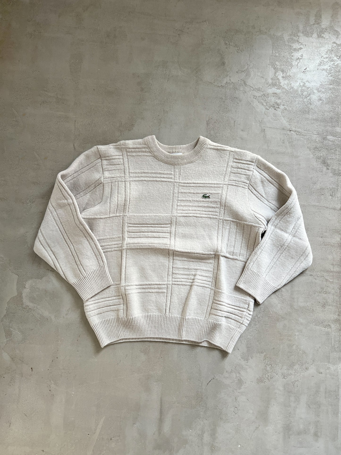 CREME LACOSTE KNIT SWEATER - 2000S - XS