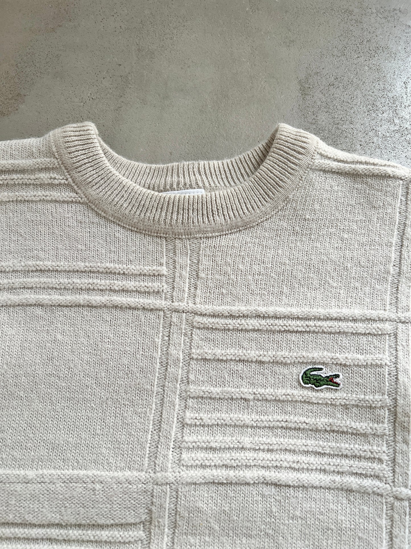 CREME LACOSTE KNIT SWEATER - 2000S - XS