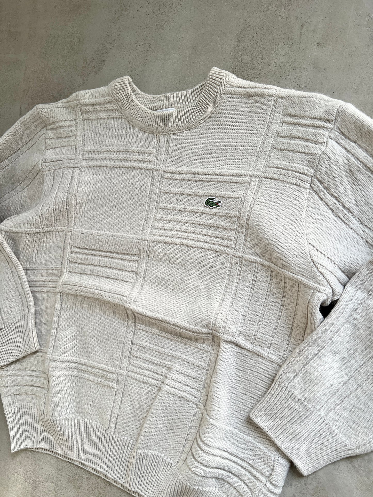 CREME LACOSTE KNIT SWEATER - 2000S - XS