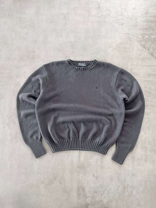 GREY RALPH LAUREN KNIT SWEATER - 2000S - S/M