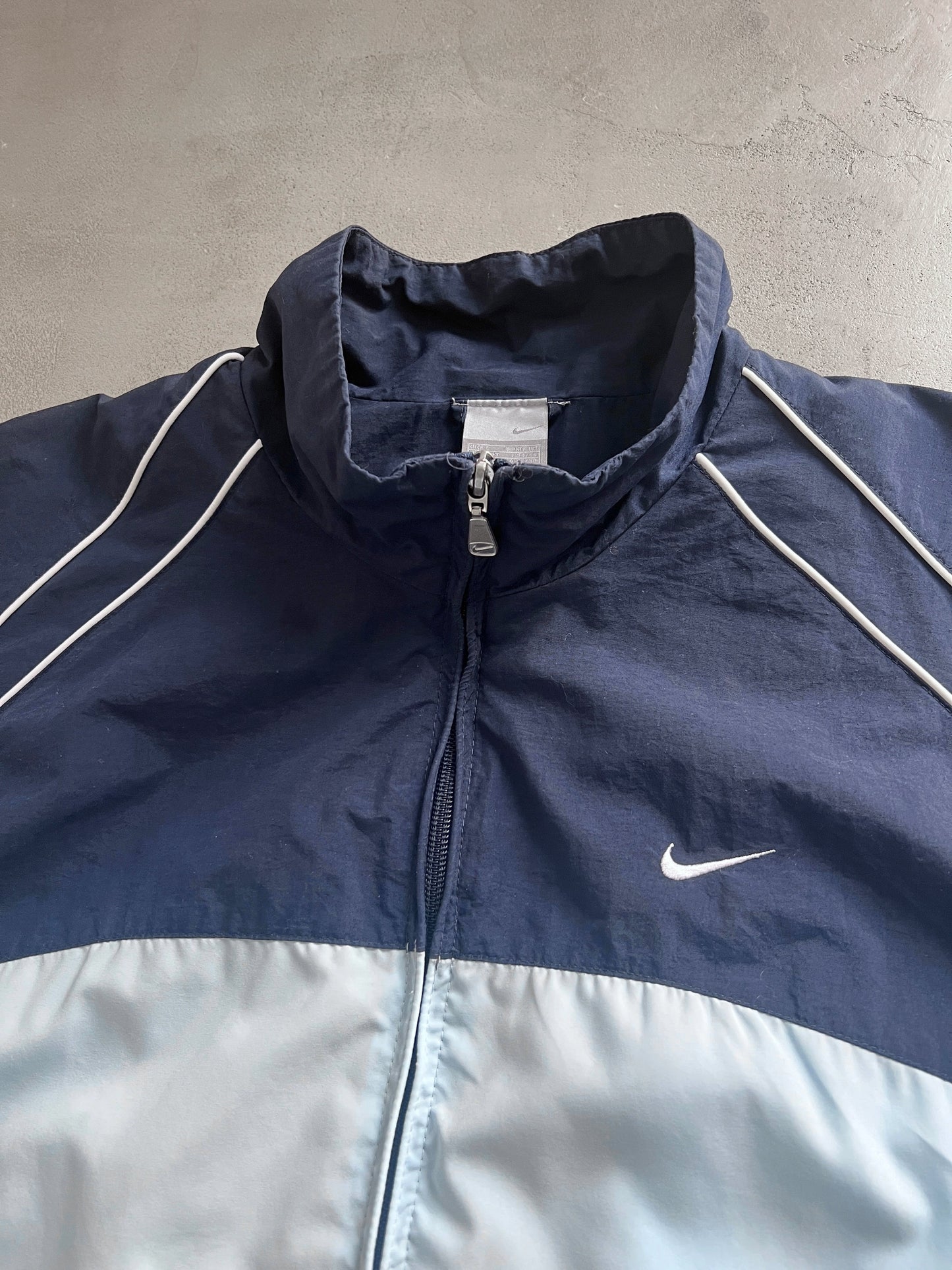 BABY BLUE/NAVY NIKE TRACK JACKET - 2000S - L